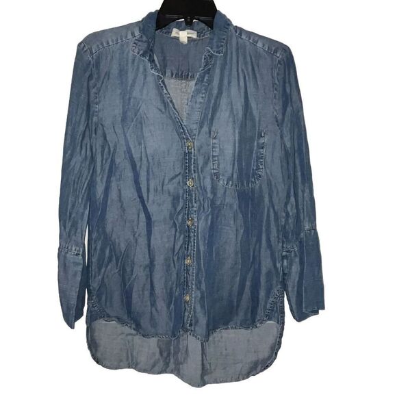 Cloth & Stone Button Shirt Wmns S Chambray Inside Pocket Unique Casual - Picture 1 of 9